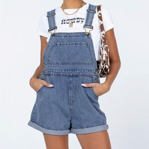 Princess Polly Denim Blue Women's Overalls Shorts - Size 2